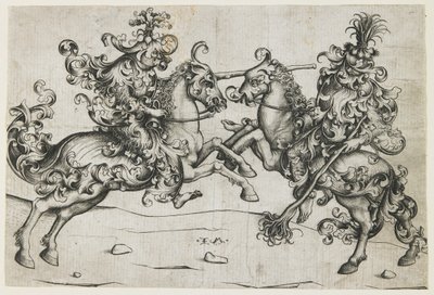 Joust of Two Wild Men, c. 1480 by Israhel van Meckenem the younger